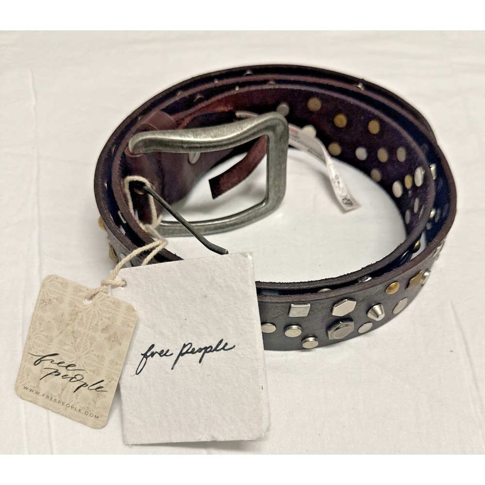 Free People Size M/L Solstice Stud Belt Espresso Chocolate Brown - Picture 4 of 13